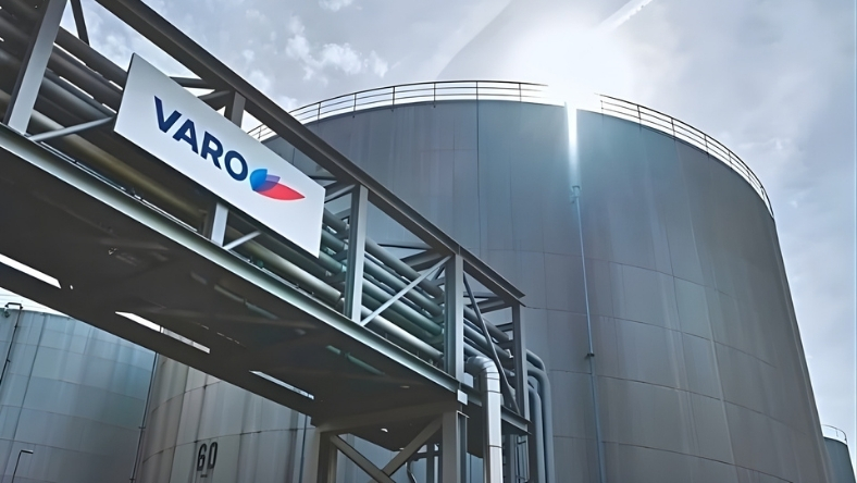 VARO Energy logo displayed on industrial fuel storage facility